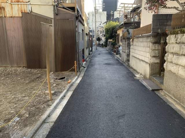 京都市北区紫野北舟岡町　建築条件付き売土地の前面道路含む現地写真