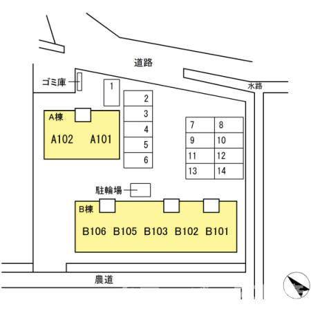 ローズガーデン土器東 A棟の区画図