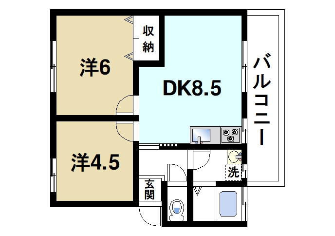メゾン上杉の間取り|2DKの間取りです