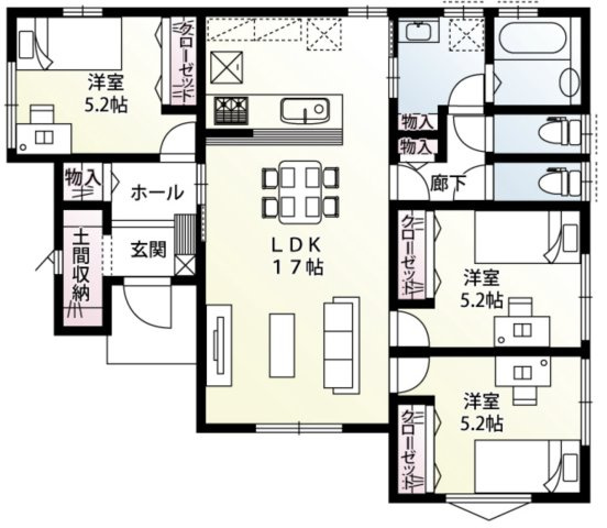 【間取り】 | 羽生市大字上岩瀬　新築戸建　全12棟　6号棟