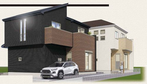 【外観】 | 【仲介手数料０円】相模原市中央区星が丘9期　新築一戸建て　全2棟 | 外観パース　相模原市中央区星が丘9期　新築一戸建て　全2棟