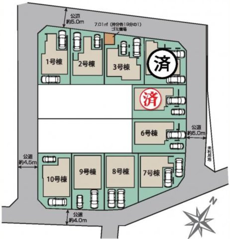 川口市大字安行領家　新築一戸建て　6号棟の区画図|６号棟