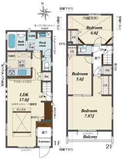 【間取り】 | 【仲介手数料無料！！】府中市小柳町5丁目　新築戸建て（全2棟）2号棟　5380万円 | 2号棟