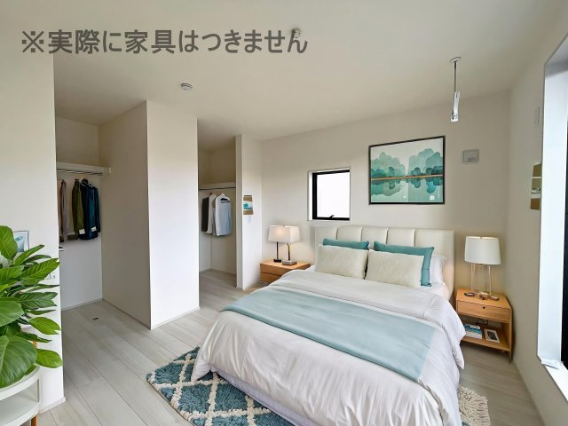 新築戸建・新築建売　いわき市内郷御厩町4丁目第1　御厩小・内郷第一中の洋室|画像はバーチャルホームステージングの加工による演出で、実際の家具は付きません。