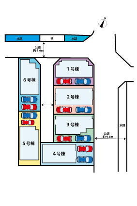 横浜1丁目　新築戸建　6棟の区画図