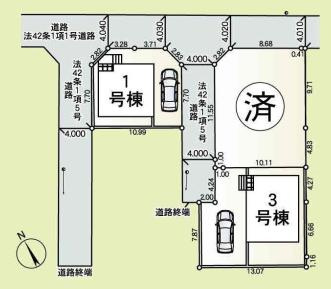宮代町中島第9　新築一戸建て　03　クレイドルガーデンの区画図|全３区画