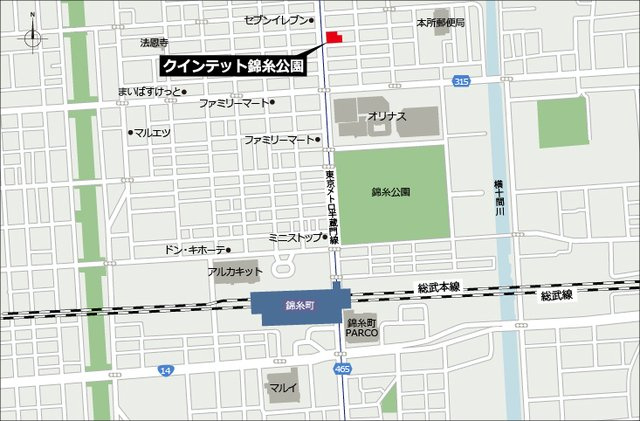 クインテット錦糸公園の地図