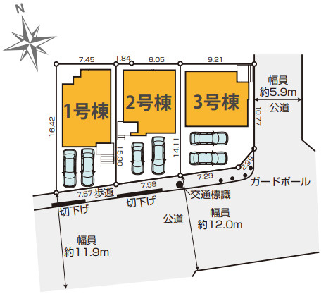 藤沢市大庭9期　新築戸建　全3棟2号棟の区画図