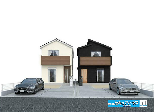 【同施工物件ご案内可能】知多市八幡字竹後の外観パース|【写真左・1号棟】