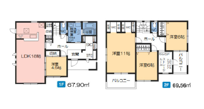【間取り】 | 第３富士見町時沢10号棟★太陽光パネル付き★ | 全居室南向きのプランなので明るく過ごせます♪