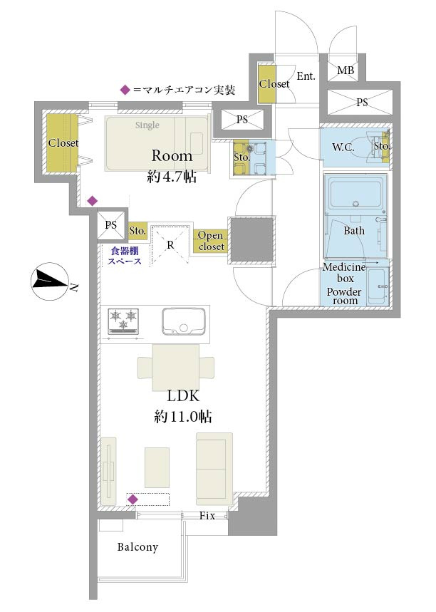 ライオンズマンション西巣鴨駅前の間取り|1LDK