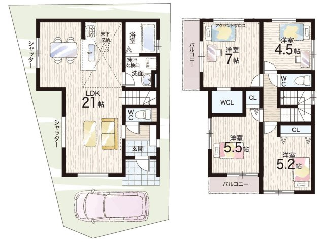 尼崎市東園田町　第3期　新築一戸建ての間取り|2号地