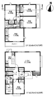 【間取り】 | 座間市緑ケ丘1丁目  1号棟 2期 | 5LDK　都市ガス　網戸標準仕様　シャッター4箇所付（1箇所は電動式）　二面バルコニー　食洗器・浄水器　浴室乾燥機+窓・浴室TV　セカンド洗面　屋根洋瓦葺き　全居室収納　屋根裏収納　LDK21.2帖