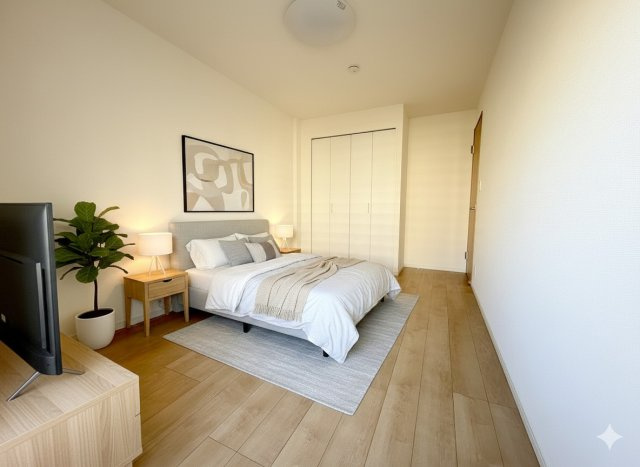 パークフィールドみさと5街区1号館の寝室|現況の物件写真にCGによる画像処理を行っています。家具、家電、小物、カーテン等はイメージはCGです。