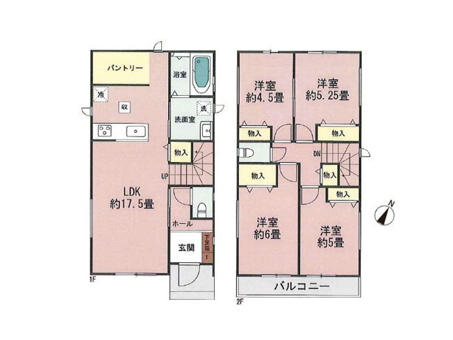 【間取り】 | 入間郡三芳町北永井　新築一戸建住宅　全1棟　(ふじみ野店) | リビングイン階段と対面式キッチンでご家族の仲が自然と深まる住まい。パントリーなど収納も豊富です。※図面を基に作成しています。現況と異なる場合は現況を優先いたします。