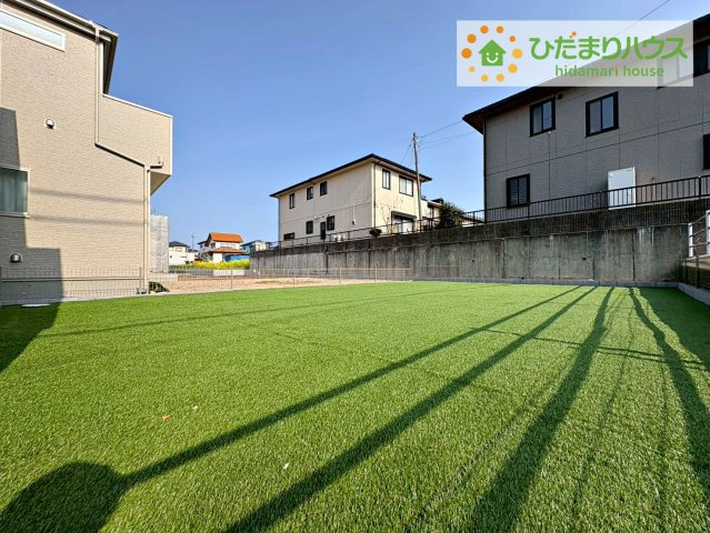 ひたちなか市足崎　新築戸建　A号棟の庭|お庭付物件になります！お庭遊びや、プールなどお子様も大喜び(^^)