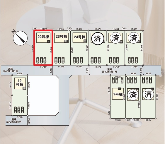 Cradlegarden　 水戸市河和田町　第3　22の区画図|並列駐車可能なカースペース確保。気になる他の物件と合わせての現地ご案内も可能です。HPから、またお電話でも、お気軽にお問い合わせください。

