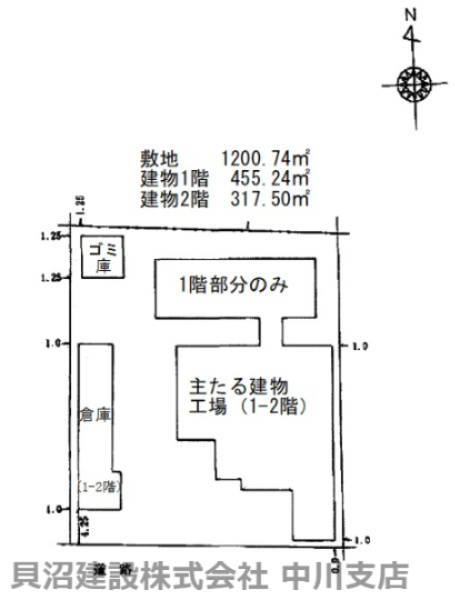 江松1丁目工場の区画図