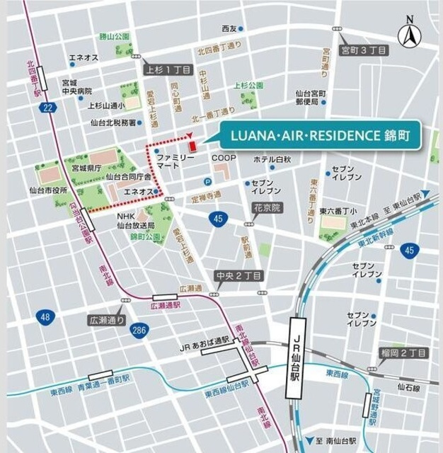LUANA・AIR・RESIDENCE錦町の地図