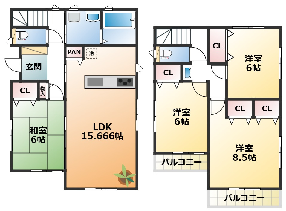 いろどりアイタウン栃木市大宮町22-P1　の間取り|南向きで陽当たりの良い間取りです