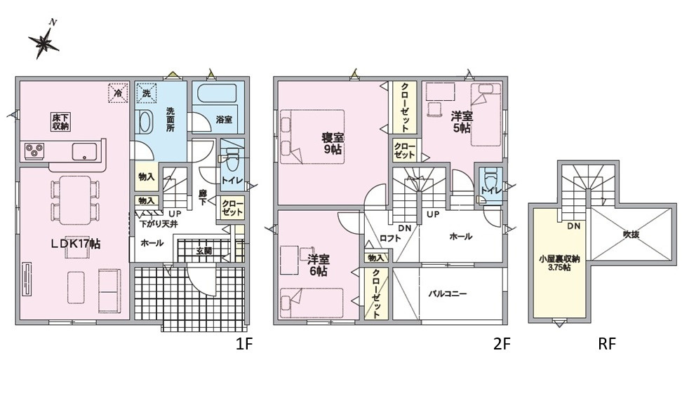 広島市安佐北区落合南３丁目　新築一戸建て(全2棟)の間取り