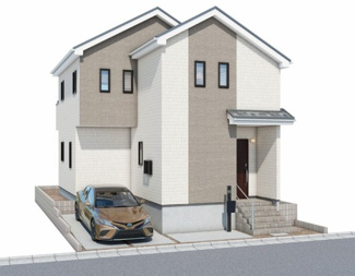 【外観パース】 | 【仲介手数料無料！！】稲城市大丸　新築戸建て（全1棟）1号棟　5790万円 | 本パースは、イメージ図につき、風景、建物、植栽などについては施工後の現物との差異が生じます
つきまして本パースによって生じたいかなる損害については一切責任を負いません