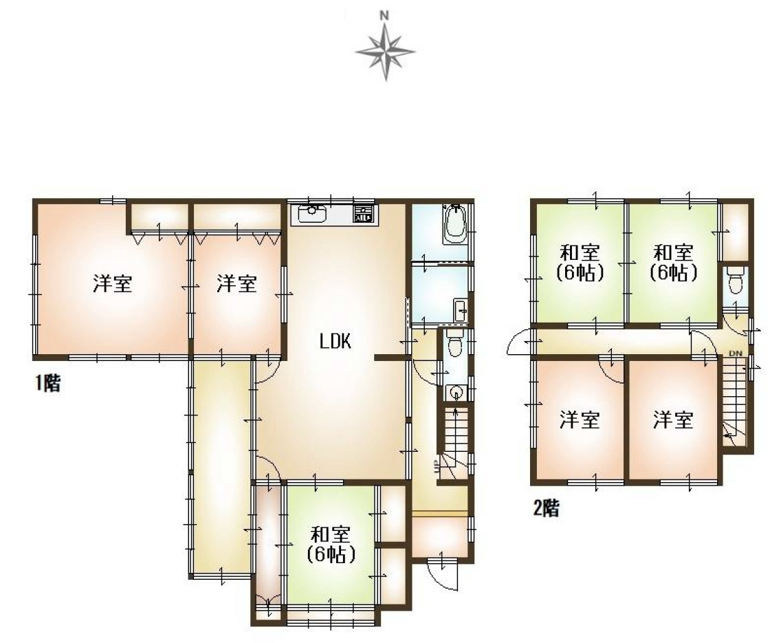 【中古戸建】前橋市富士見町原之郷の間取り|■間取り図｜敷地面積：1225.17（約370.61坪）　建物面積：149.74（約45.29坪）