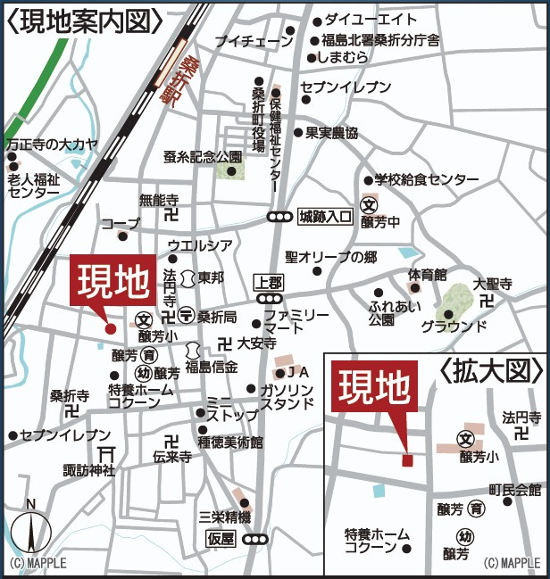 新築戸建・新築建売　桑折町桑島第2　醸芳小・醸芳中の地図