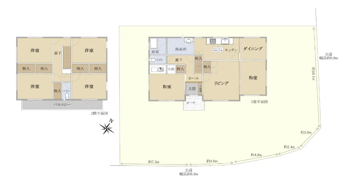 近江八幡市鷹飼町北４丁目　中古戸建の間取り