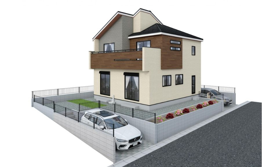 仲介手数料無料　ブルーミングガーデン所沢市下富・新築全1棟の外観パース