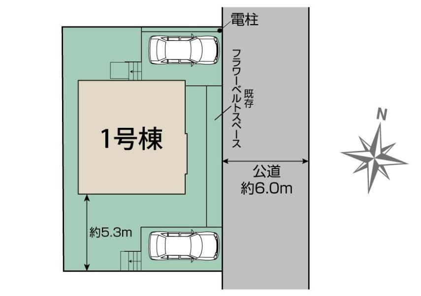 仲介手数料無料　ブルーミングガーデン所沢市下富・新築全1棟の区画図