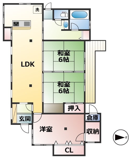 大津市八屋戸中古住宅の間取り