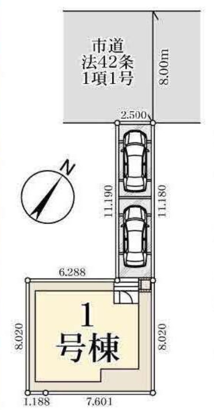 川口市戸塚鋏町1期　新築一戸建て　1号棟の区画図|１号棟