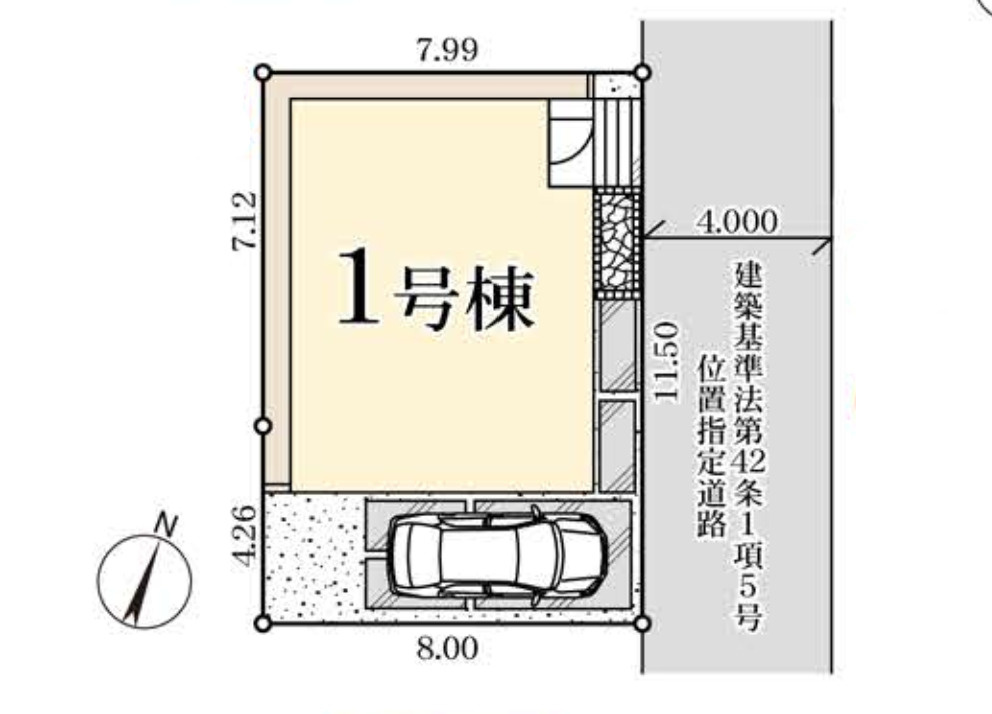 川口市榛松4期　新築一戸建て　1号棟の区画図|１号棟