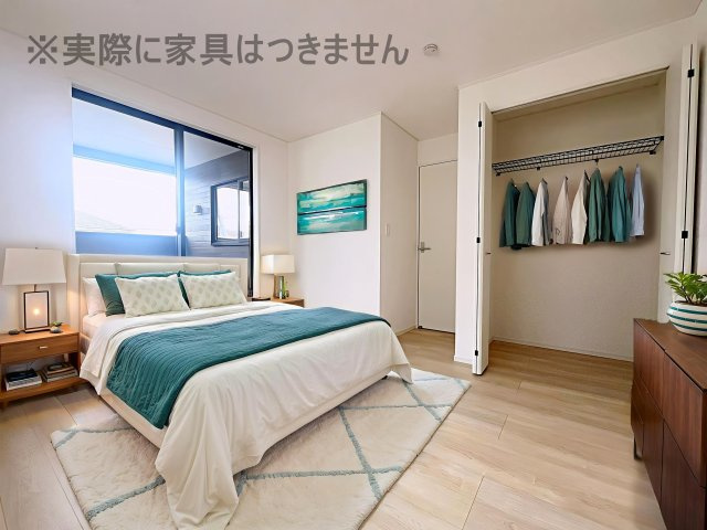 新築戸建・新築建売　二本松市油井第5　油井小・安達中の洋室|画像はバーチャルホームステージングの加工による演出で、実際の家具は付きません。
