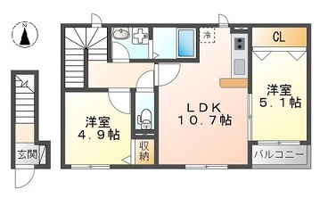広島市安佐北区深川５丁目のアパートの間取り