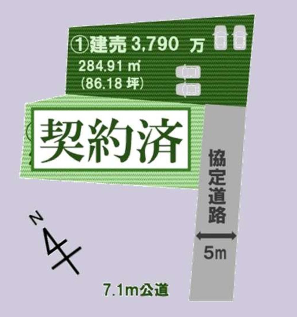 岩槻区加倉　新築一戸建て　1号棟の区画図|１号棟