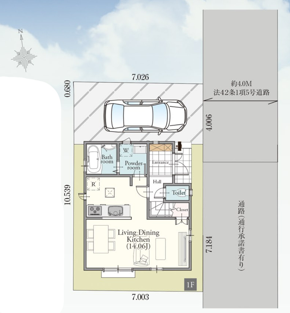 川口道合第3　新築一戸建て　1号棟の区画図|１号棟