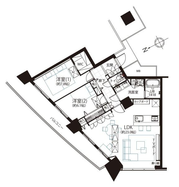 みなとみらいミッドスクエアザ・タワーレジデンスの間取り