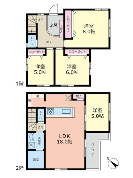 横浜市中区本牧元町の中古一戸建の間取り