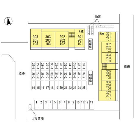 ＭＤＰマンション矢巾　Ｂの区画図
