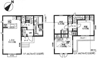 【区画図】 | 保土ケ谷区新井町  1号棟 5期 | 1号棟　南東側約4.5ｍ公道　駐車並列2台（車種によります）　敷地面積33.9坪