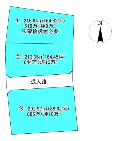 宇高町3丁目の区画図