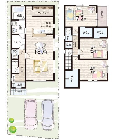 神戸市垂水区名谷町　第2期　新築一戸建ての間取り|2号地