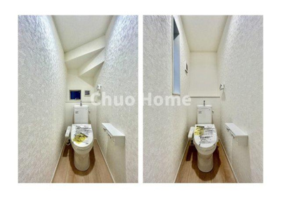 【トイレ】 | 葛飾区東堀切2丁目新築分譲住宅 | 【トイレ×2】 温水洗浄便座機能付きトイレ。温水洗浄便座は清潔にお使いいただくための大切なアイテムです。