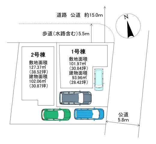 三郷市　早稲田5丁目　新築戸建　全2棟の区画図|区画図です
