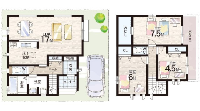 伊丹市東野　新築一戸建ての間取り|A号地