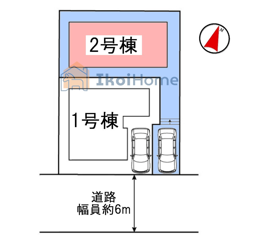 神戸市西区竹の台1丁目1期　全2棟　2号棟　新築戸建のその他|【ホームページに現地動画掲載中】●年中無休：当日予約可●2号棟区画図です。南向き！