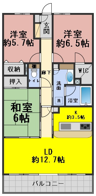 ６６２０１　藤和シティホームズ梅林の間取り