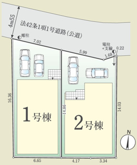 【区画図】 | 【仲介手数料無料！！】日野市日野　新築戸建て（全2棟）2号棟　5499万円